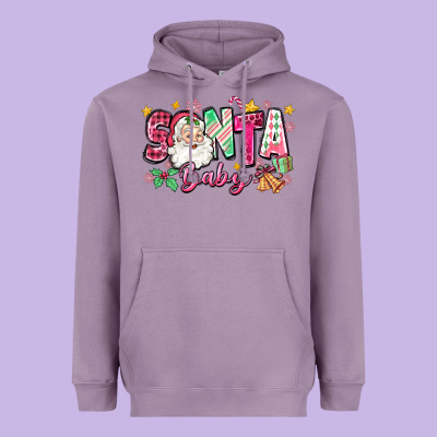 Pink Santa Baby Christmas Heavyweight Hoodie Designed By Zillion Design Studio