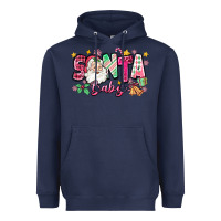 Navy pink santa baby christmas Heavyweight Hoodie - Zillion Design Studio