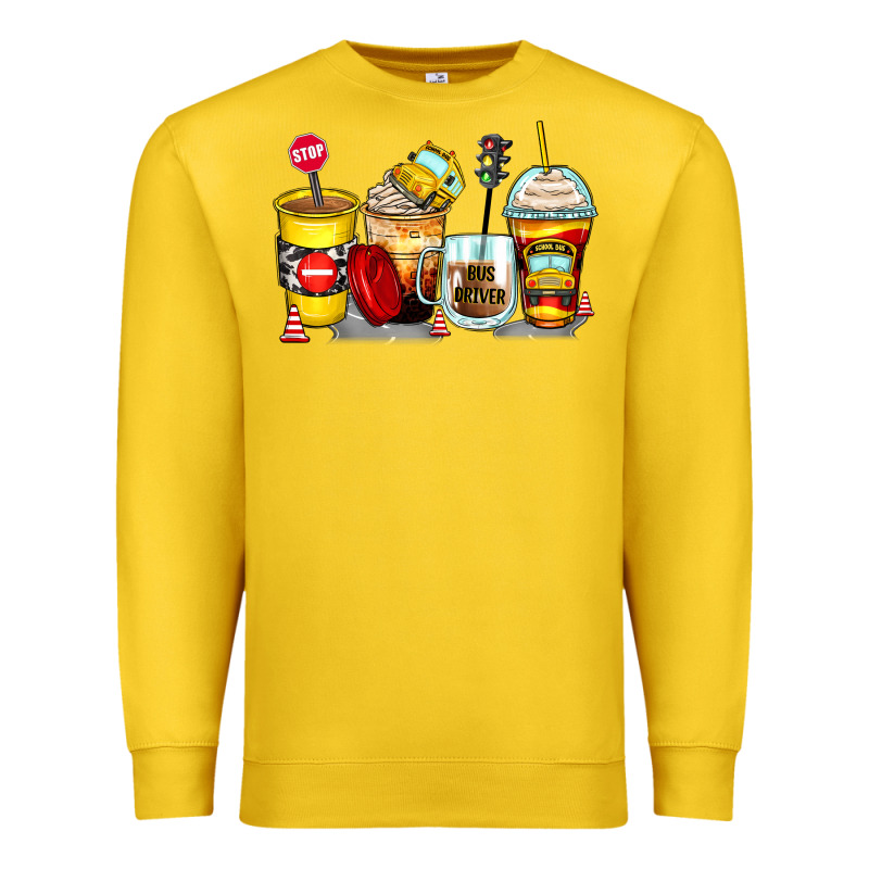 Bus Driver Coffee Cups Premium Sweatshirt by Zillion Design Studio | Teevron