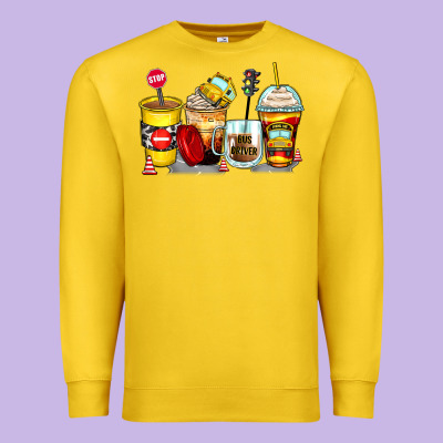 Bus Driver Coffee Cups Premium Sweatshirt Designed By Zillion Design Studio