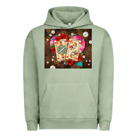 Pigment Oil Green playing cards and pearls Urban Hoodie - AdoDesignShop