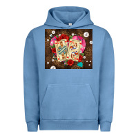 Pigment Pebble Blue playing cards and pearls Urban Hoodie - AdoDesignShop