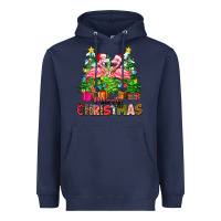 Navy merry christmas flamingo Heavyweight Hoodie - Zillion Design Studio