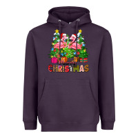 Plum merry christmas flamingo Heavyweight Hoodie - Zillion Design Studio