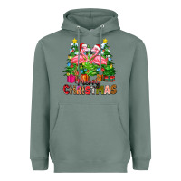 Sage merry christmas flamingo Heavyweight Hoodie - Zillion Design Studio