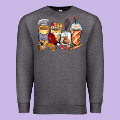 Bakery Coffee Cups Premium Sweatshirt Designed By Zillion Design Studio