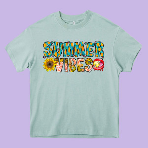 Summer Vibes Heavy Core Tee Designed By Cowhidedigitalart