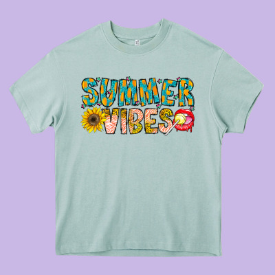 Summer Vibes Heavy Core Tee Designed By Cowhidedigitalart