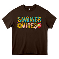 Chocolate Brown Summer Vibes Heavy Core Tee - CowhideDigitalArt