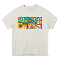 Cream Summer Vibes Heavy Core Tee - CowhideDigitalArt