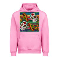 Fuchsia Pink sugar skull seamless pattern Urban Hoodie - BundleAndBundleShop