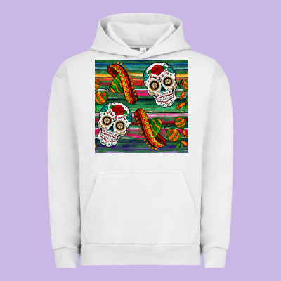 Sugar Skull Seamless Pattern Urban Hoodie Designed By Bundleandbundleshop