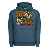 Pigment Midnight Navy sugar skull seamless pattern Urban Hoodie - BundleAndBundleShop