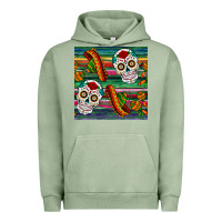 Pigment Oil Green sugar skull seamless pattern Urban Hoodie - BundleAndBundleShop