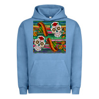 Pigment Pebble Blue sugar skull seamless pattern Urban Hoodie - BundleAndBundleShop