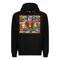 Black just a little moody long haired cow Premium Hoodie - Jasminsmagicworld