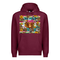 Burgundy just a little moody long haired cow Premium Hoodie - Jasminsmagicworld