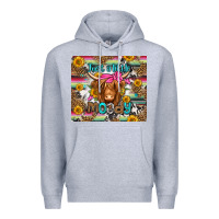 Heather Grey just a little moody long haired cow Premium Hoodie - Jasminsmagicworld