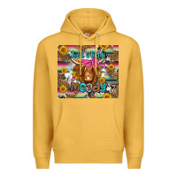 Mustard just a little moody long haired cow Premium Hoodie - Jasminsmagicworld