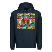 Navy just a little moody long haired cow Premium Hoodie - Jasminsmagicworld