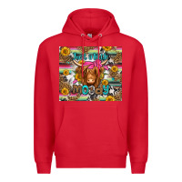 Red just a little moody long haired cow Premium Hoodie - Jasminsmagicworld