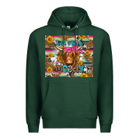 Sports Green just a little moody long haired cow Premium Hoodie - Jasminsmagicworld