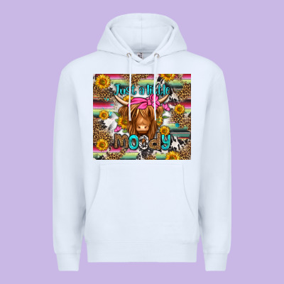 Just A Little Moody Long Haired Cow Premium Hoodie Designed By Jasminsmagicworld