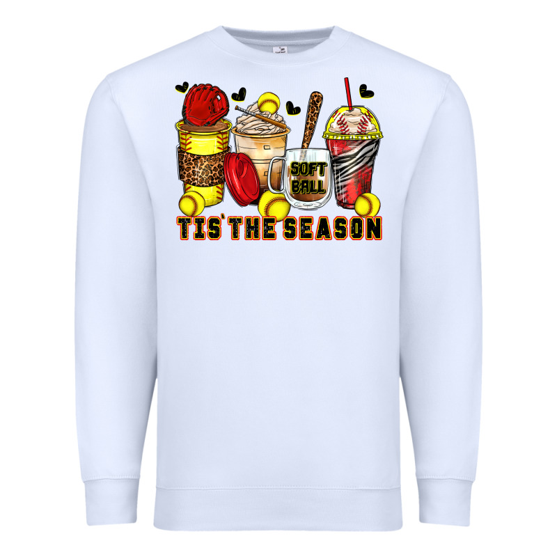 Tis' The Season Softball Coffee Cups Premium Sweatshirt by Zillion Design Studio | Teevron