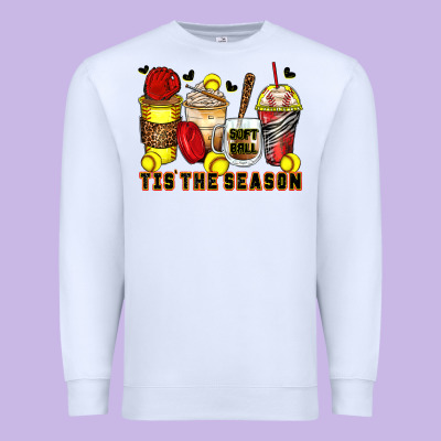 Tis' The Season Softball Coffee Cups Premium Sweatshirt Designed By Zillion Design Studio