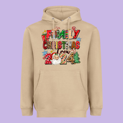 Family Christmas Crew 2024 Heavyweight Hoodie Designed By Zillion Design Studio