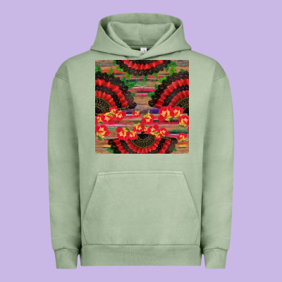 Spanish Hand Fan Seamless Pattern Urban Hoodie Designed By Bundleandbundleshop
