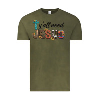 Vintage Olive y'all need jesus Vintage Tee - Artiststas