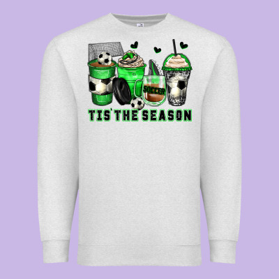 Tis' The Season Soccer Coffee Cups Premium Sweatshirt Designed By Zillion Design Studio