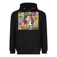 Black Watercolor Easter Bunny With Daisy Heavyweight Hoodie - RanaPortraitStore