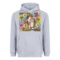 Heather Grey Watercolor Easter Bunny With Daisy Heavyweight Hoodie - RanaPortraitStore