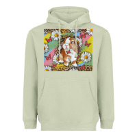 Matcha Watercolor Easter Bunny With Daisy Heavyweight Hoodie - RanaPortraitStore