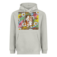 Moon Dust Watercolor Easter Bunny With Daisy Heavyweight Hoodie - RanaPortraitStore