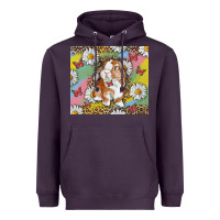 Plum Watercolor Easter Bunny With Daisy Heavyweight Hoodie - RanaPortraitStore