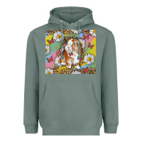 Sage Watercolor Easter Bunny With Daisy Heavyweight Hoodie - RanaPortraitStore