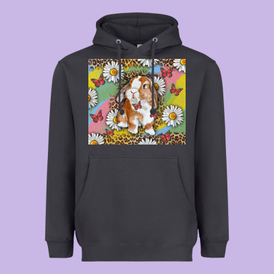 Heavyweight Hoodie Watercolor Easter Bunny With Daisy