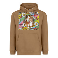 Toasted Coconut Watercolor Easter Bunny With Daisy Heavyweight Hoodie - RanaPortraitStore