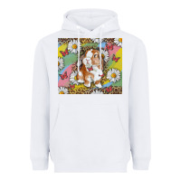White Watercolor Easter Bunny With Daisy Heavyweight Hoodie - RanaPortraitStore