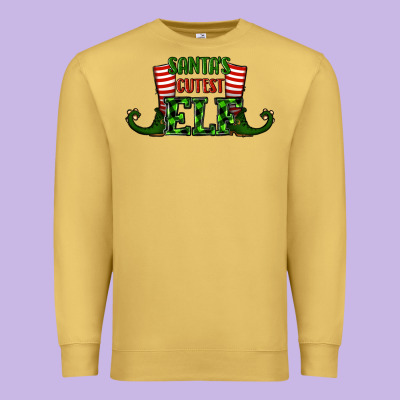 Santa's Cutest Elf Christmas Premium Sweatshirt Designed By Ranaportraitstore