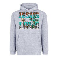 Heather Grey jesus is love Heavyweight Hoodie - texasbilliewilder