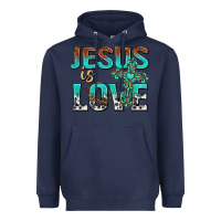 Navy jesus is love Heavyweight Hoodie - texasbilliewilder