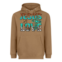 Toasted Coconut jesus is love Heavyweight Hoodie - texasbilliewilder