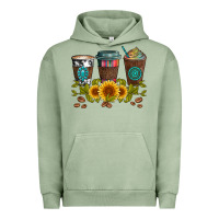 Pigment Oil Green coffee group and sunflowers Urban Hoodie - Artiststas