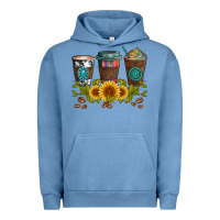 Pigment Pebble Blue coffee group and sunflowers Urban Hoodie - Artiststas