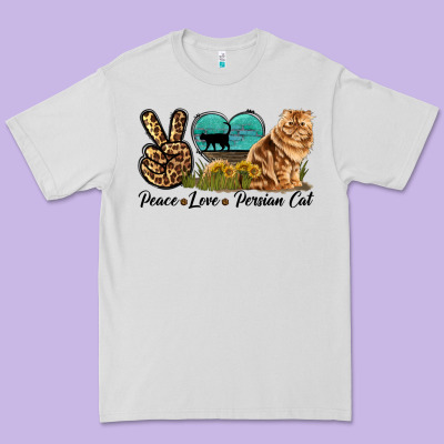 Peace Love Persian Cat Premium Tee Designed By Lillyallendesigns