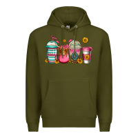 Army Green longhaired cow coffee cups Premium Hoodie - Jasminsmagicworld